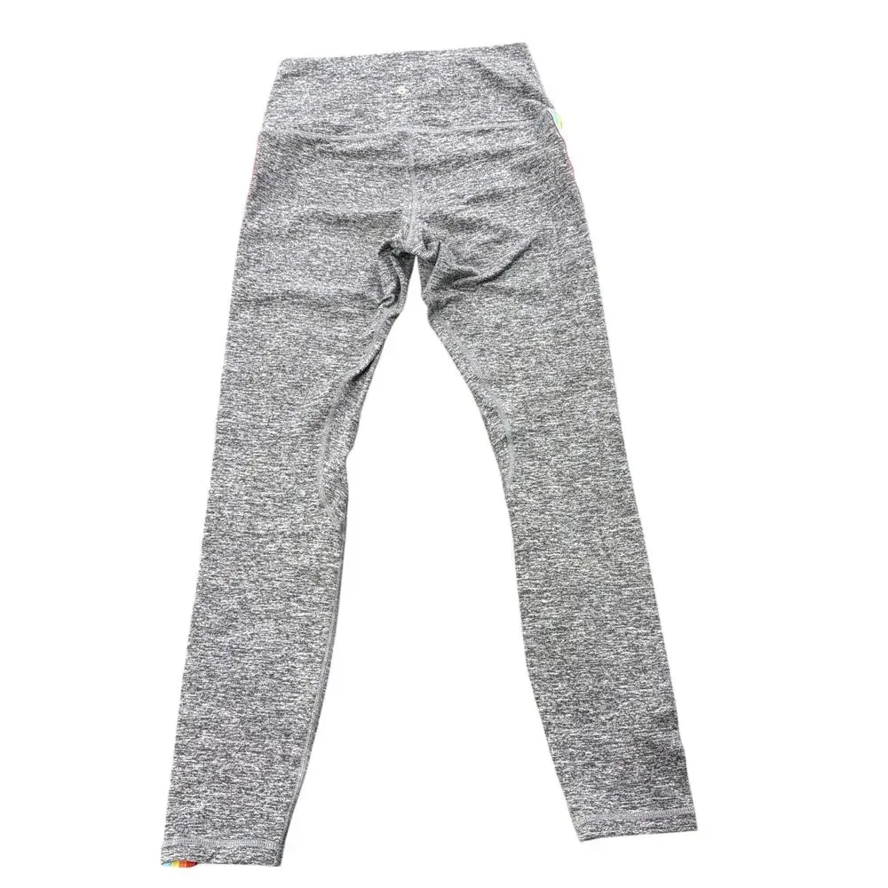 Spiritual Gangster Rainbow Stripe Leggings Gray High Rise Size M